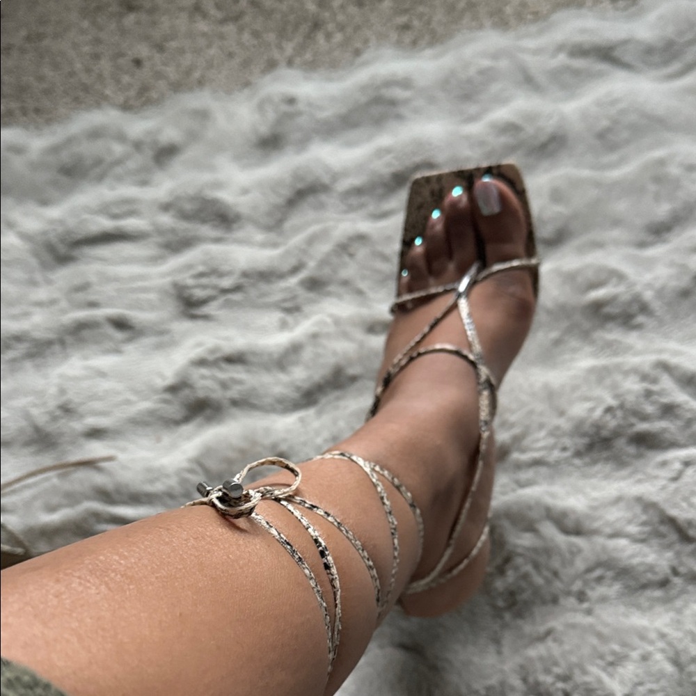 Elegant Snake Print Strappy Heels